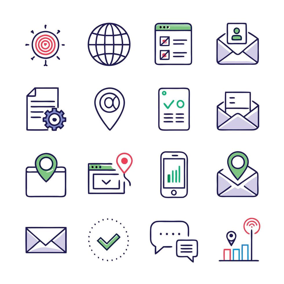 Contact Us icon set collection for websites and mobile applications vector
