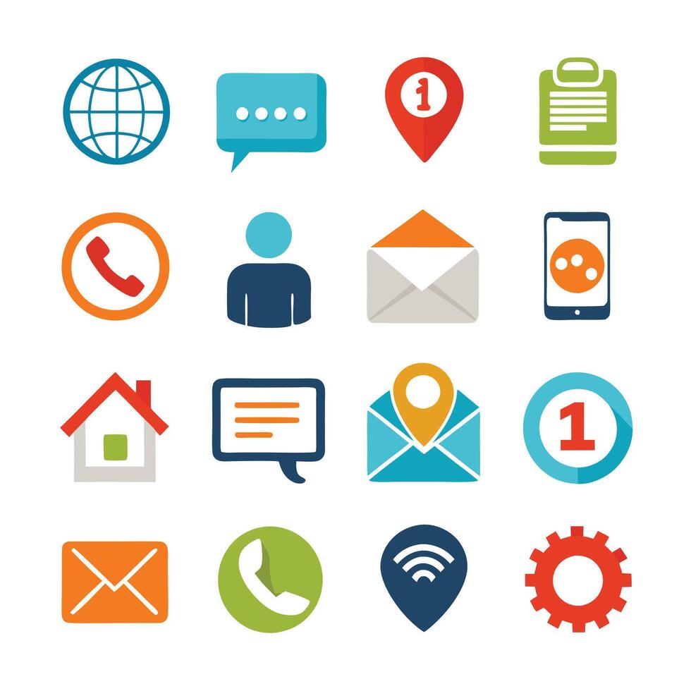 Contact Us icon set collection for websites and mobile applications vector