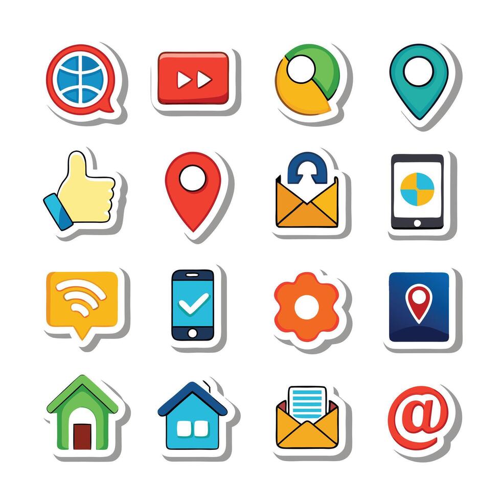 Contact Us icon set collection for websites and mobile applications vector