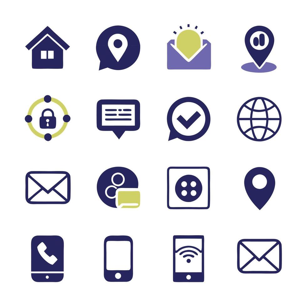Contact Us icon set collection for websites and mobile applications vector