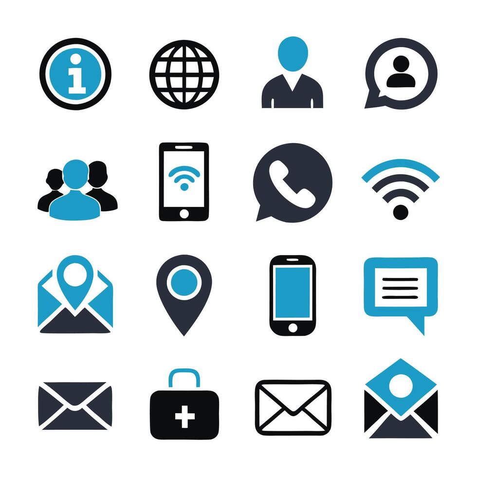 Contact Us icon set collection for websites and mobile applications vector