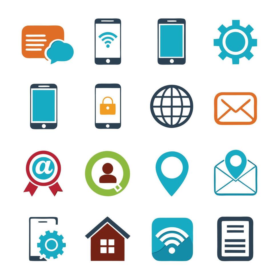 Contact Us icon set collection for websites and mobile applications vector