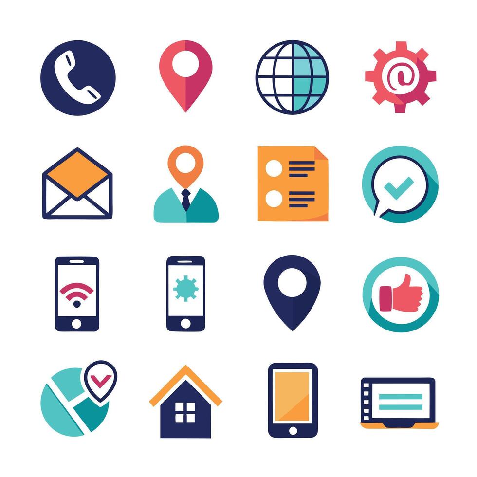 Contact Us icon set collection for websites and mobile applications vector