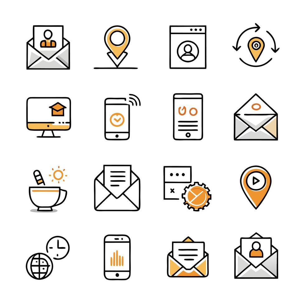 Contact Us icon set collection for websites and mobile applications vector