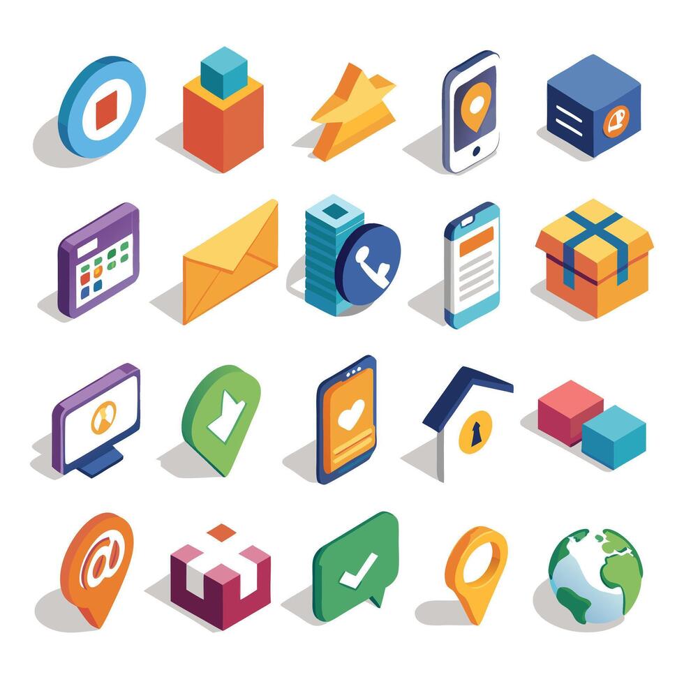 Contact Us icon set collection for websites and mobile applications vector