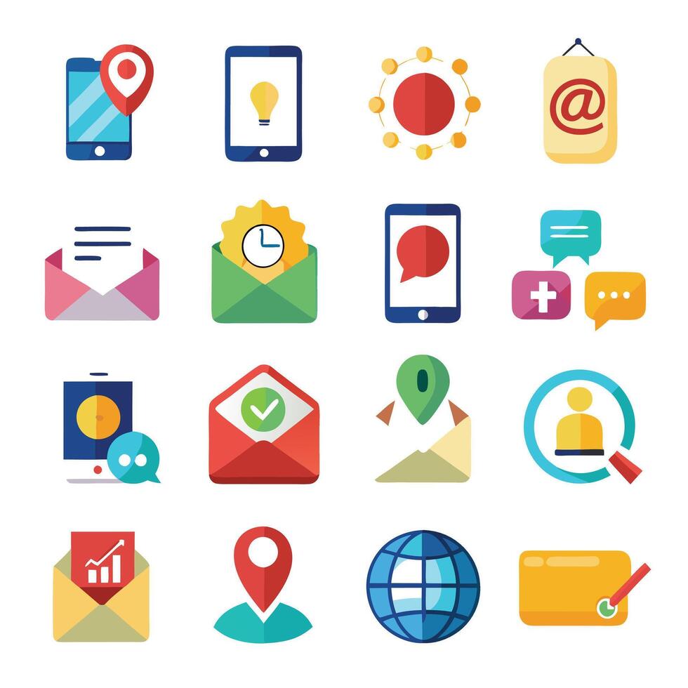 Contact Us icon set collection for websites and mobile applications vector