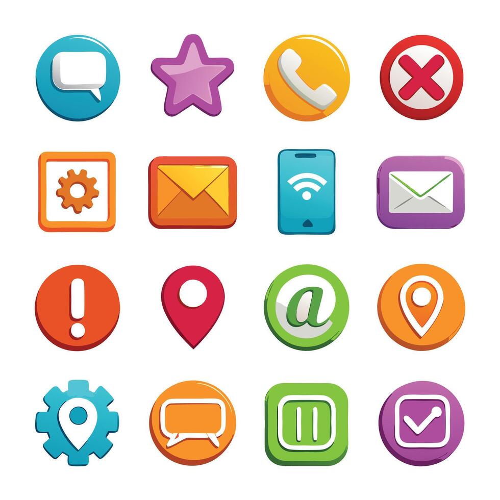 Contact Us icon set collection for websites and mobile applications vector