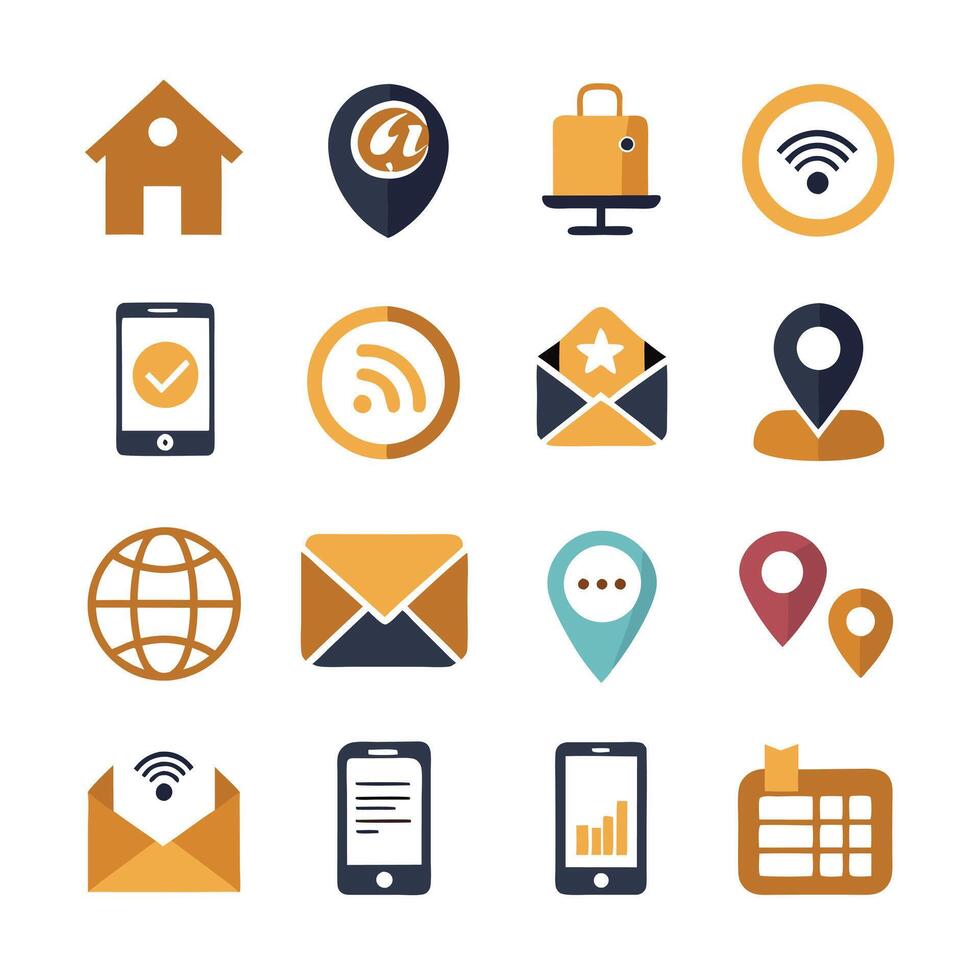 Contact Us icon set collection for websites and mobile applications vector