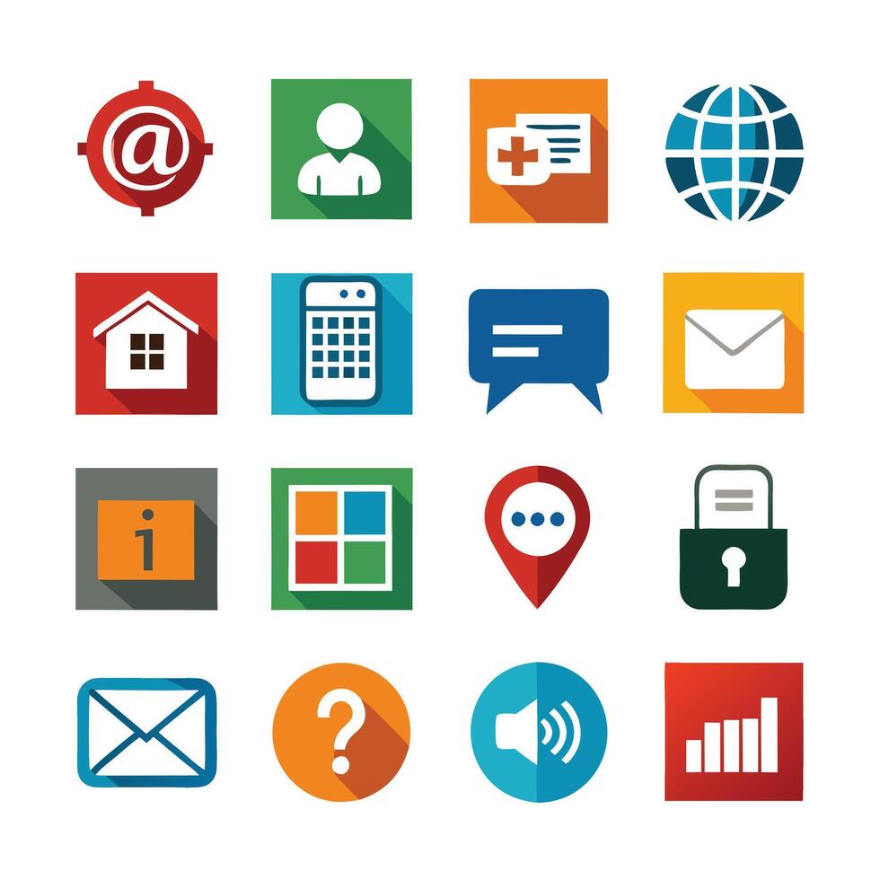 Contact Us icon set collection for websites and mobile applications vector