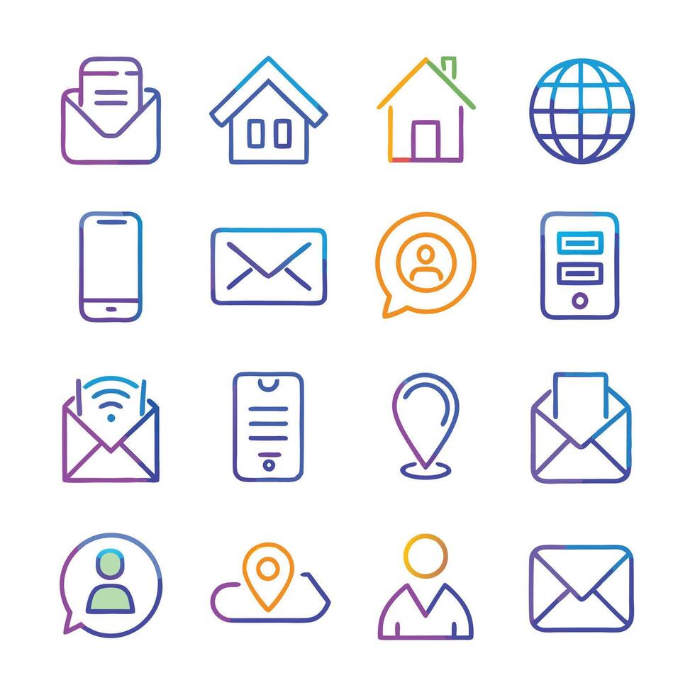 Contact Us icon set collection for websites and mobile applications vector