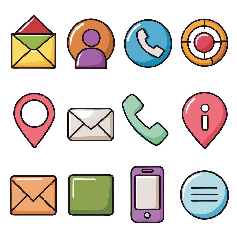 Contact Us icon set collection for websites and mobile applications vector