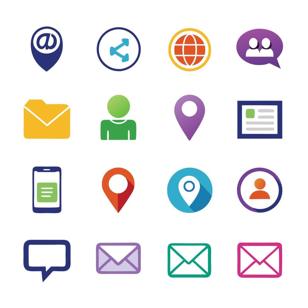 Contact Us icon set collection for websites and mobile applications vector
