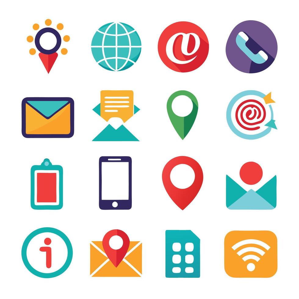 Contact Us icon set collection for websites and mobile applications vector