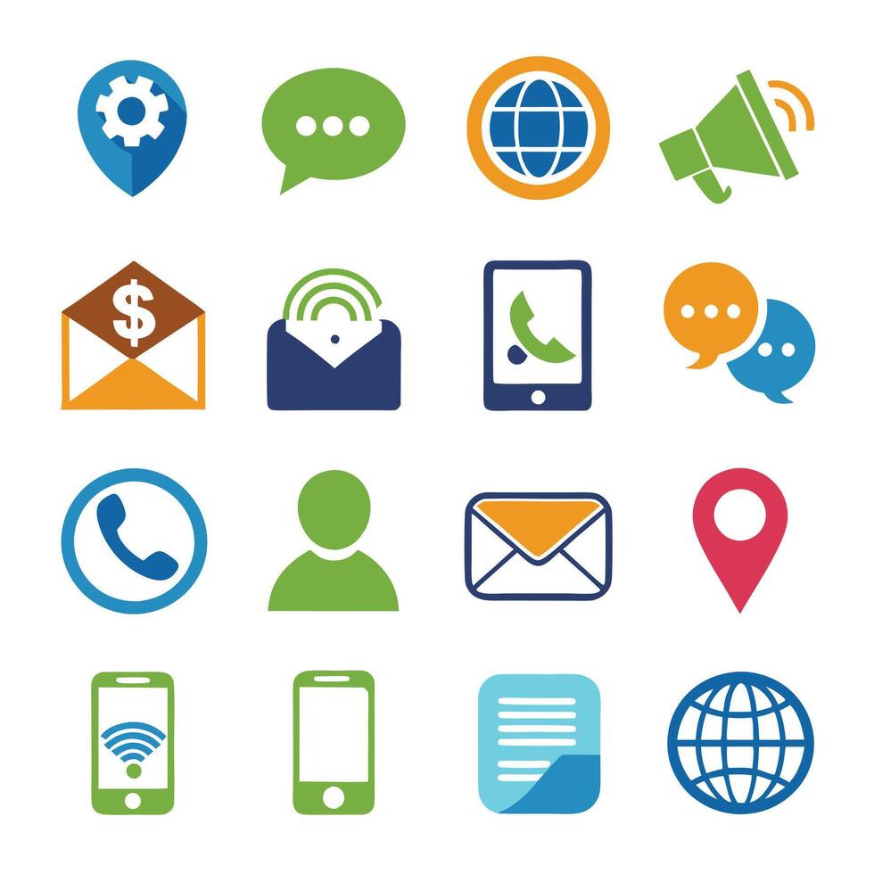 Contact Us icon set collection for websites and mobile applications vector