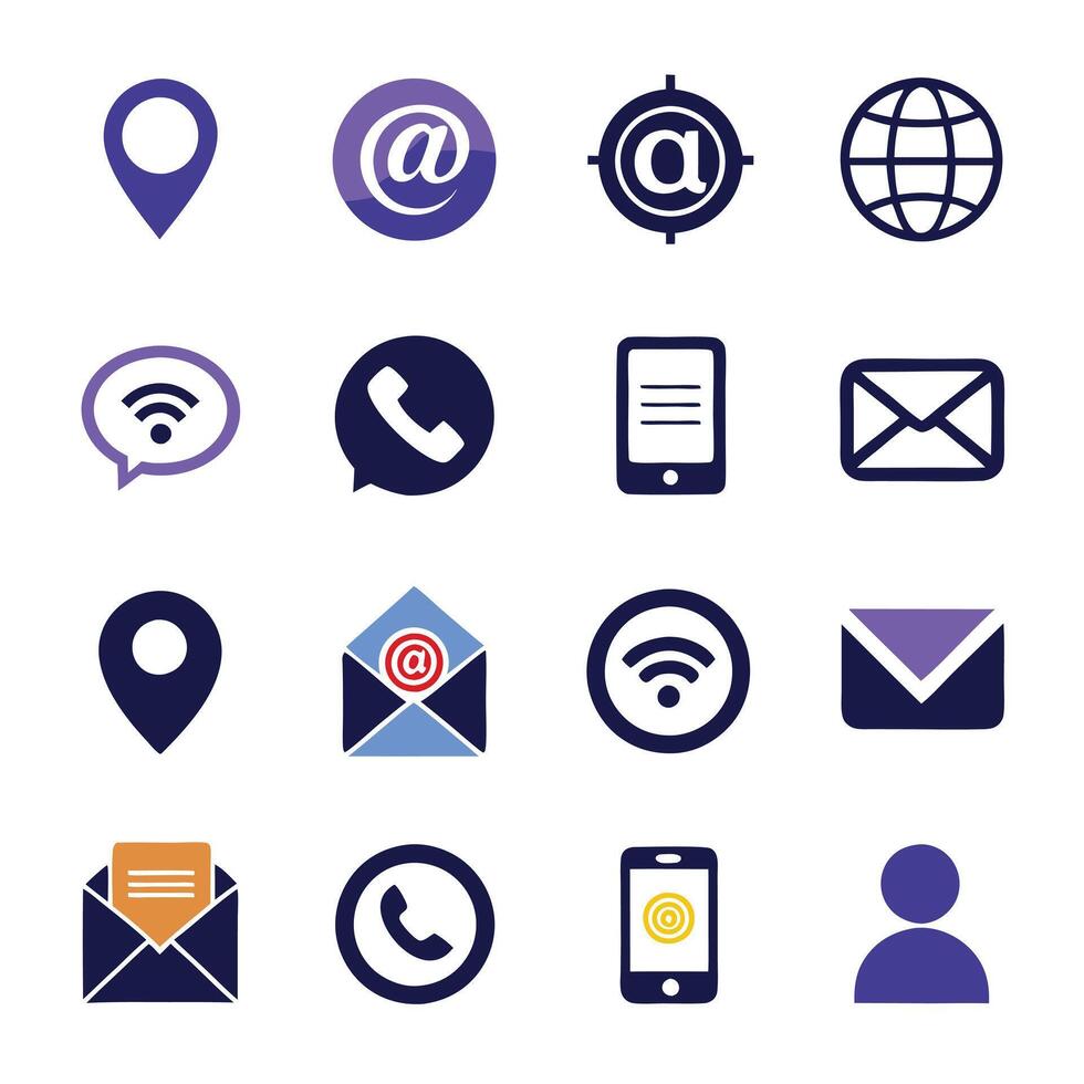 Contact Us icon set collection for websites and mobile applications vector