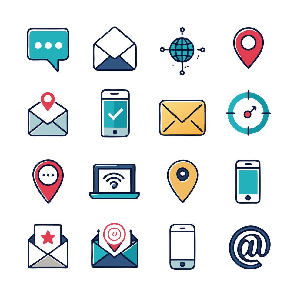 Contact Us icon set collection for websites and mobile applications vector