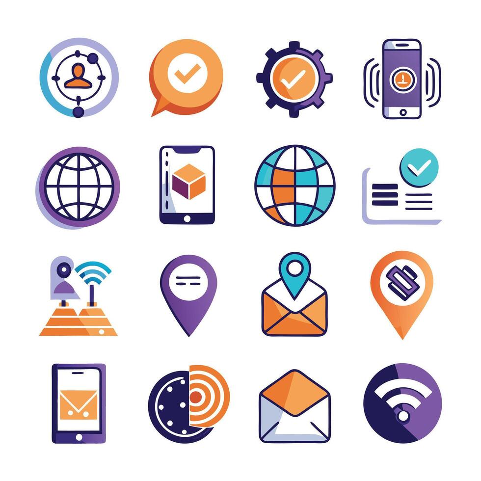 Contact Us icon set collection for websites and mobile applications vector