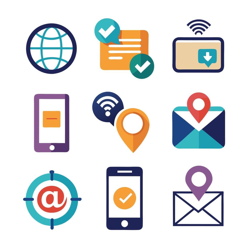 Contact Us icon set collection for websites and mobile applications vector