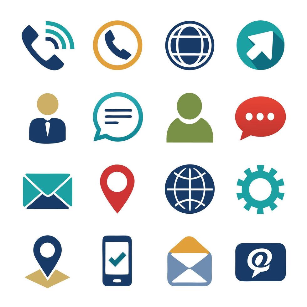 Contact Us icon set collection for websites and mobile applications vector