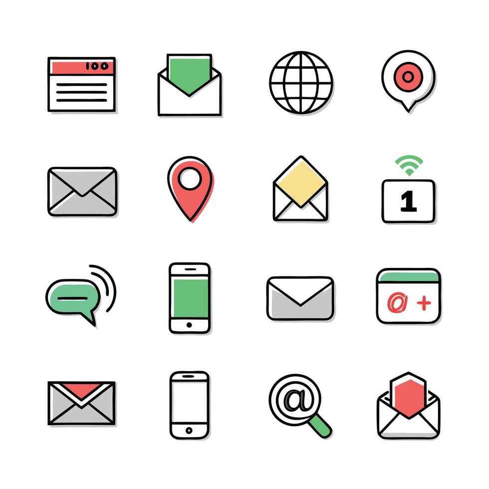 Contact Us icon set collection for websites and mobile applications vector