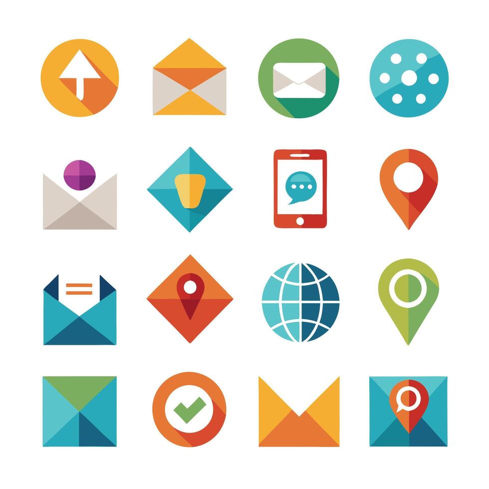 Contact Us icon set collection for websites and mobile applications vector