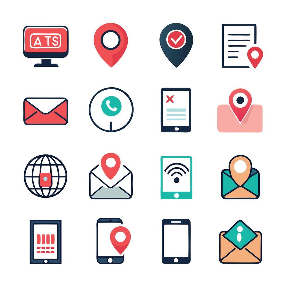 Contact Us icon set collection for websites and mobile applications vector