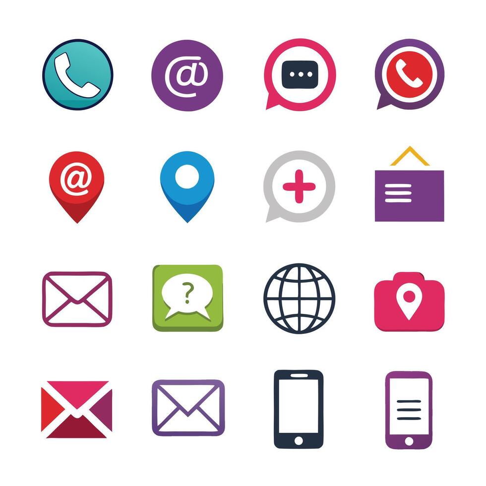 Contact Us icon set collection for websites and mobile applications vector