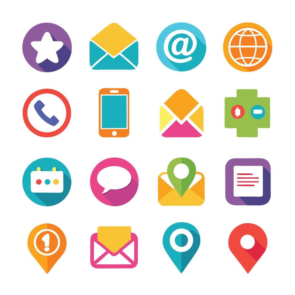Contact Us icon set collection for websites and mobile applications vector