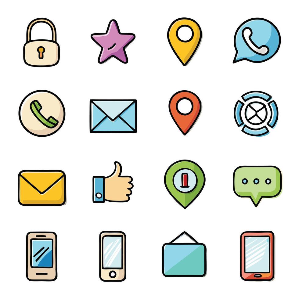 Contact Us icon set collection for websites and mobile applications vector