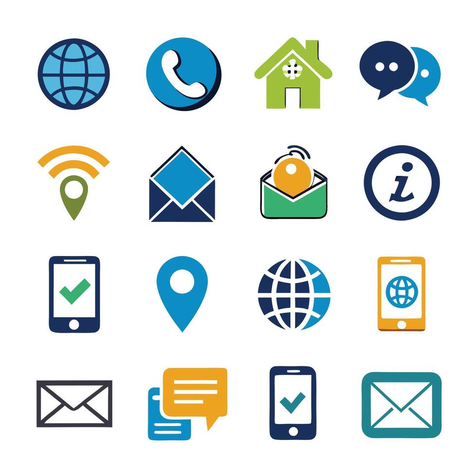 Contact Us icon set collection for websites and mobile applications vector