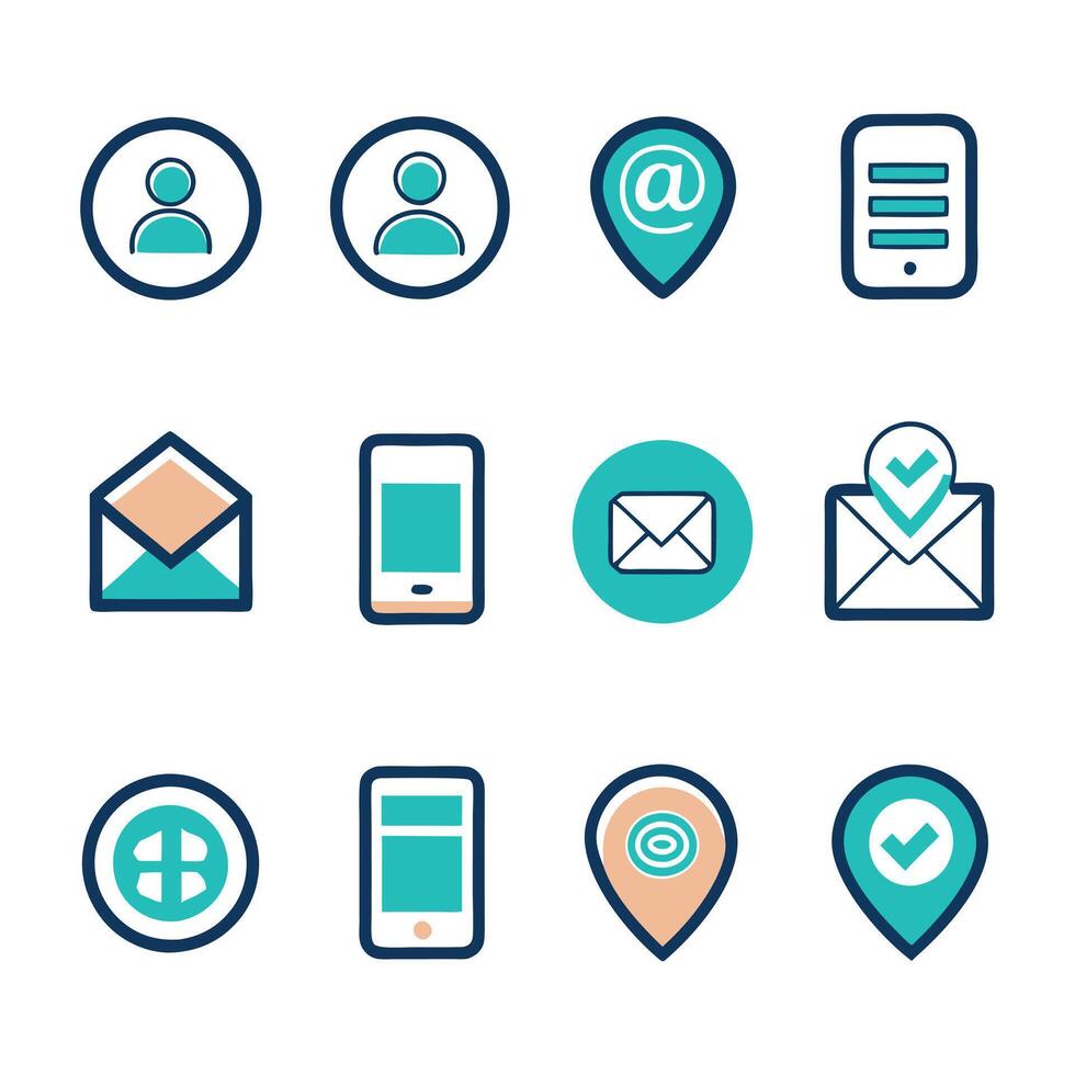 Contact Us icon set collection for websites and mobile applications vector