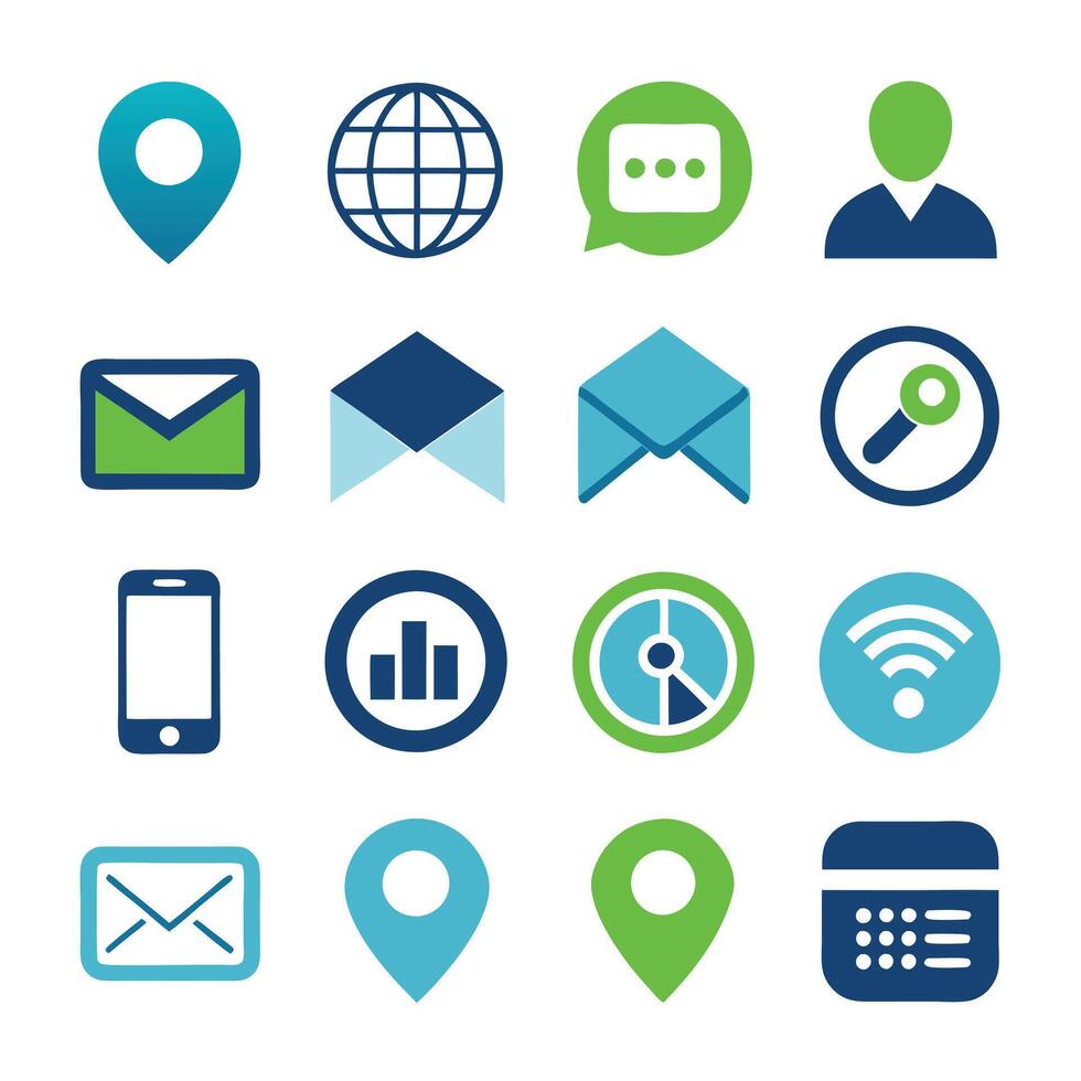 Contact Us icon set collection for websites and mobile applications vector