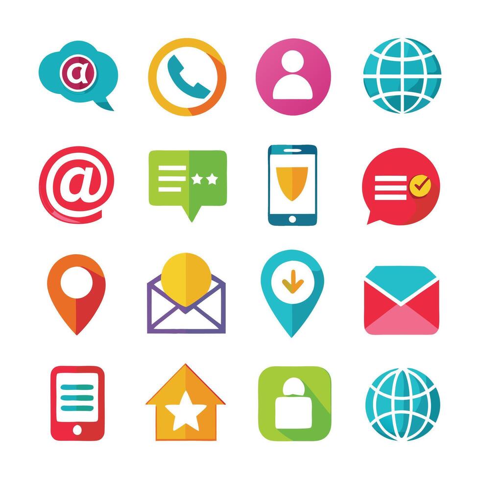 Contact Us icon set collection for websites and mobile applications vector