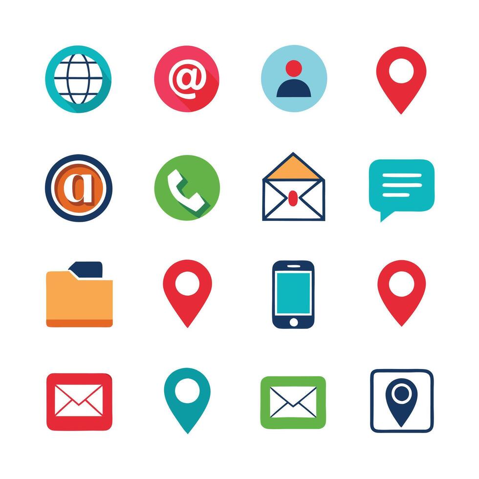 Contact Us icon set collection for websites and mobile applications vector