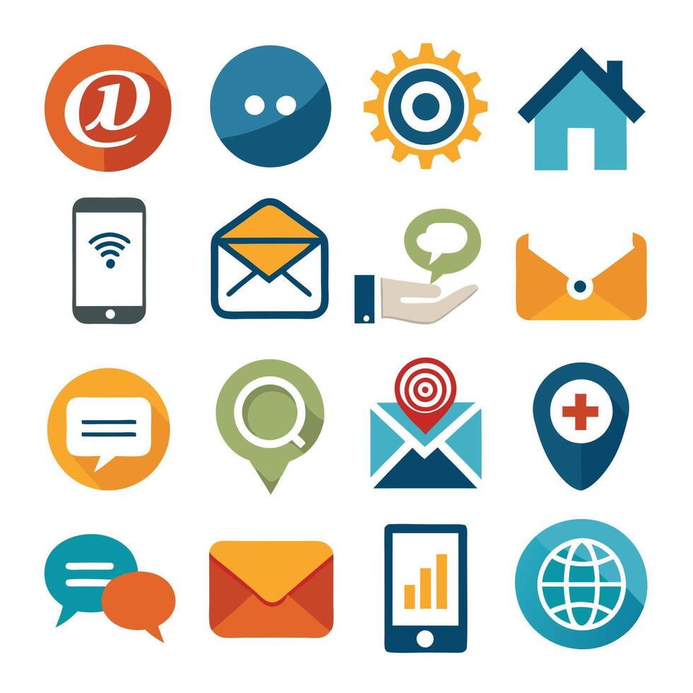 Contact Us icon set collection for websites and mobile applications vector