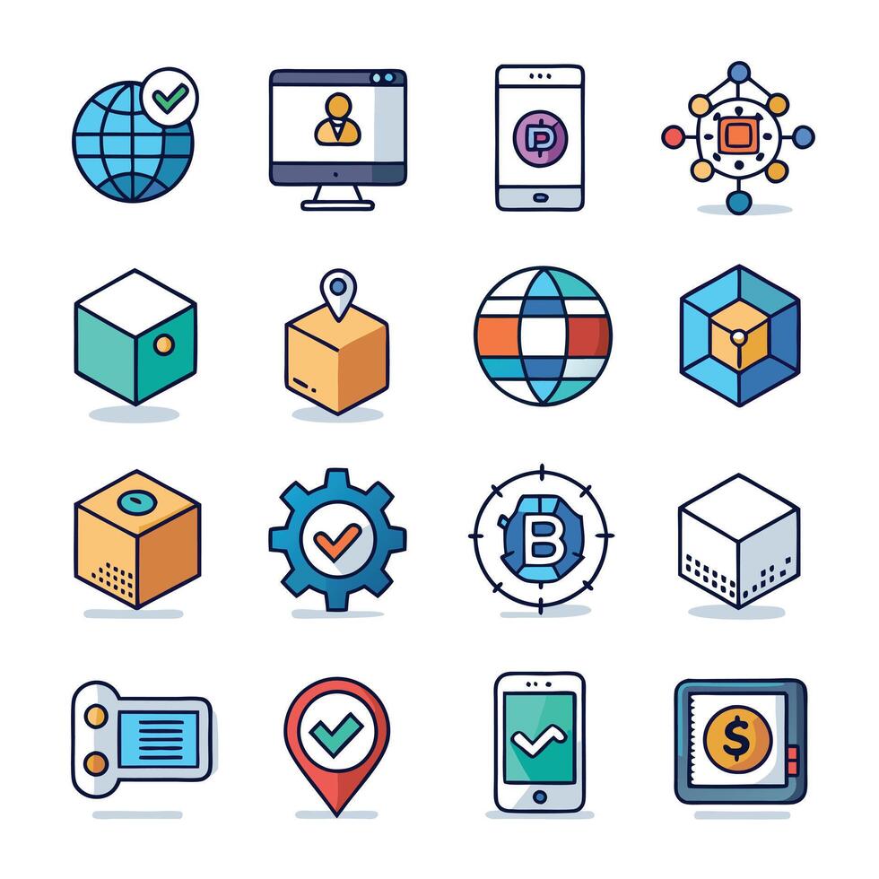 Contact Us icon set collection for websites and mobile applications vector