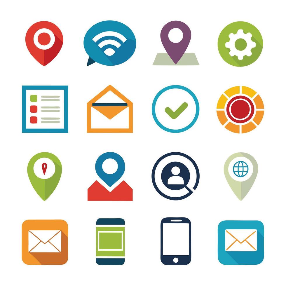 Contact Us icon set collection for websites and mobile applications vector