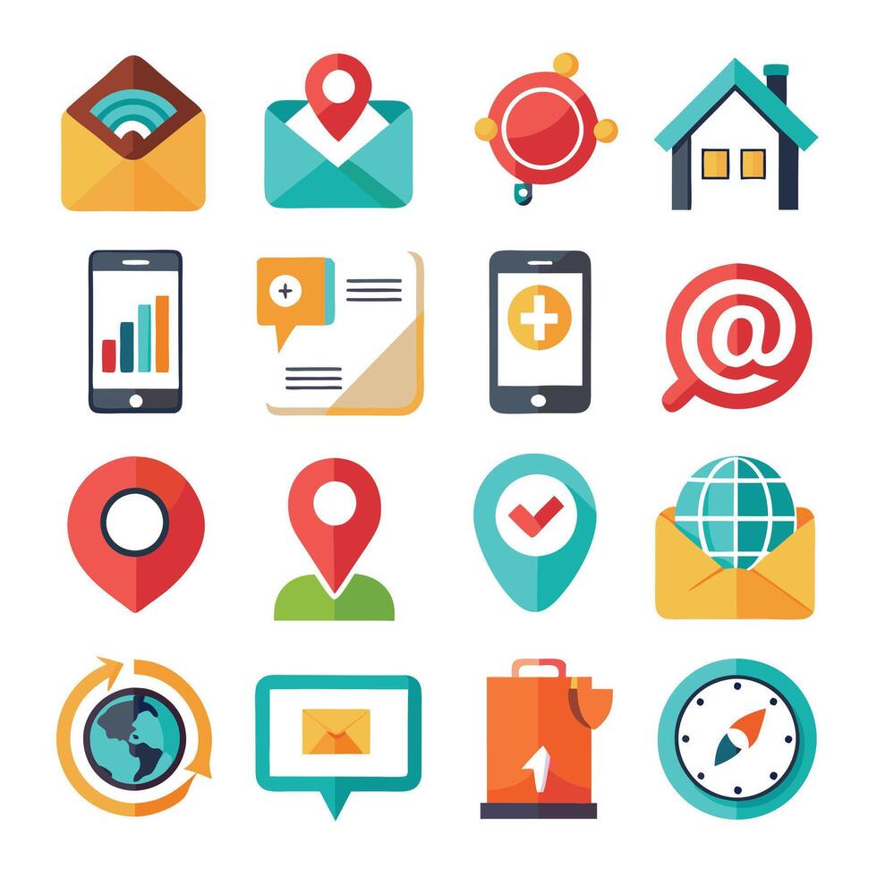 Contact Us icon set collection for websites and mobile applications vector
