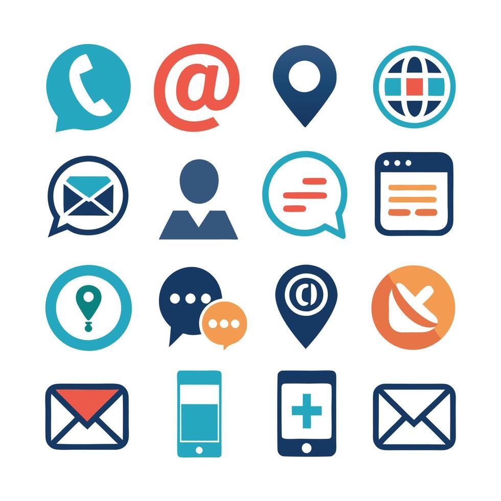 Contact Us icon set collection for websites and mobile applications vector