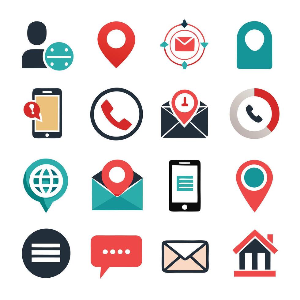 Contact Us icon set collection for websites and mobile applications vector