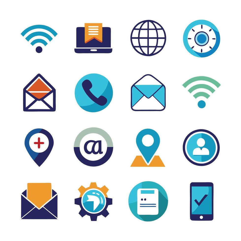 Contact Us icon set collection for websites and mobile applications vector