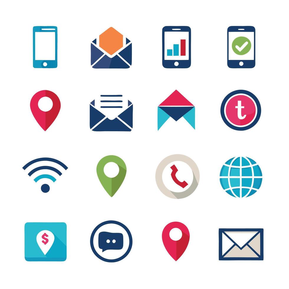 Contact Us icon set collection for websites and mobile applications vector