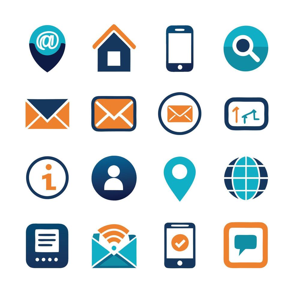 Contact Us icon set collection for websites and mobile applications vector