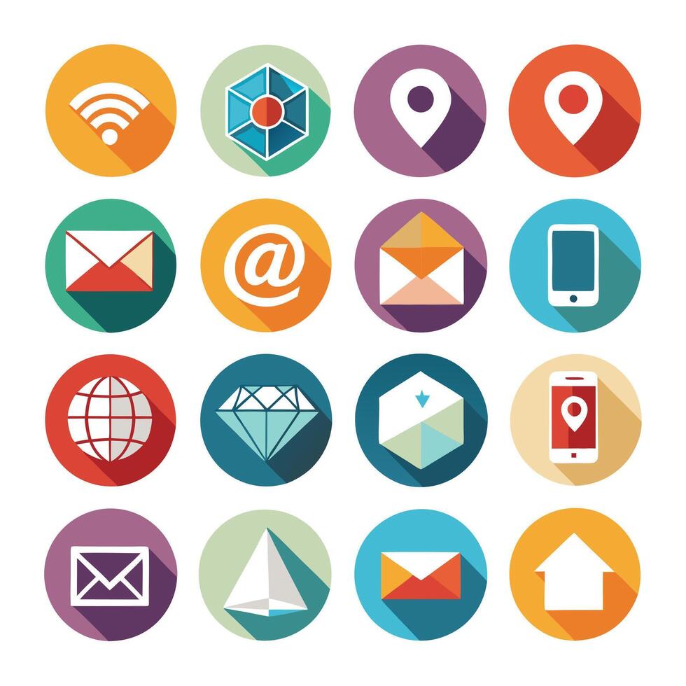 Contact Us icon set collection for websites and mobile applications vector