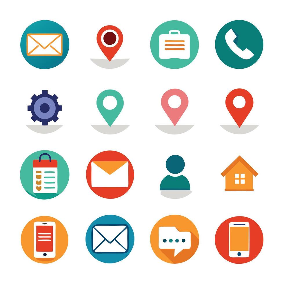 Contact Us icon set collection for websites and mobile applications vector