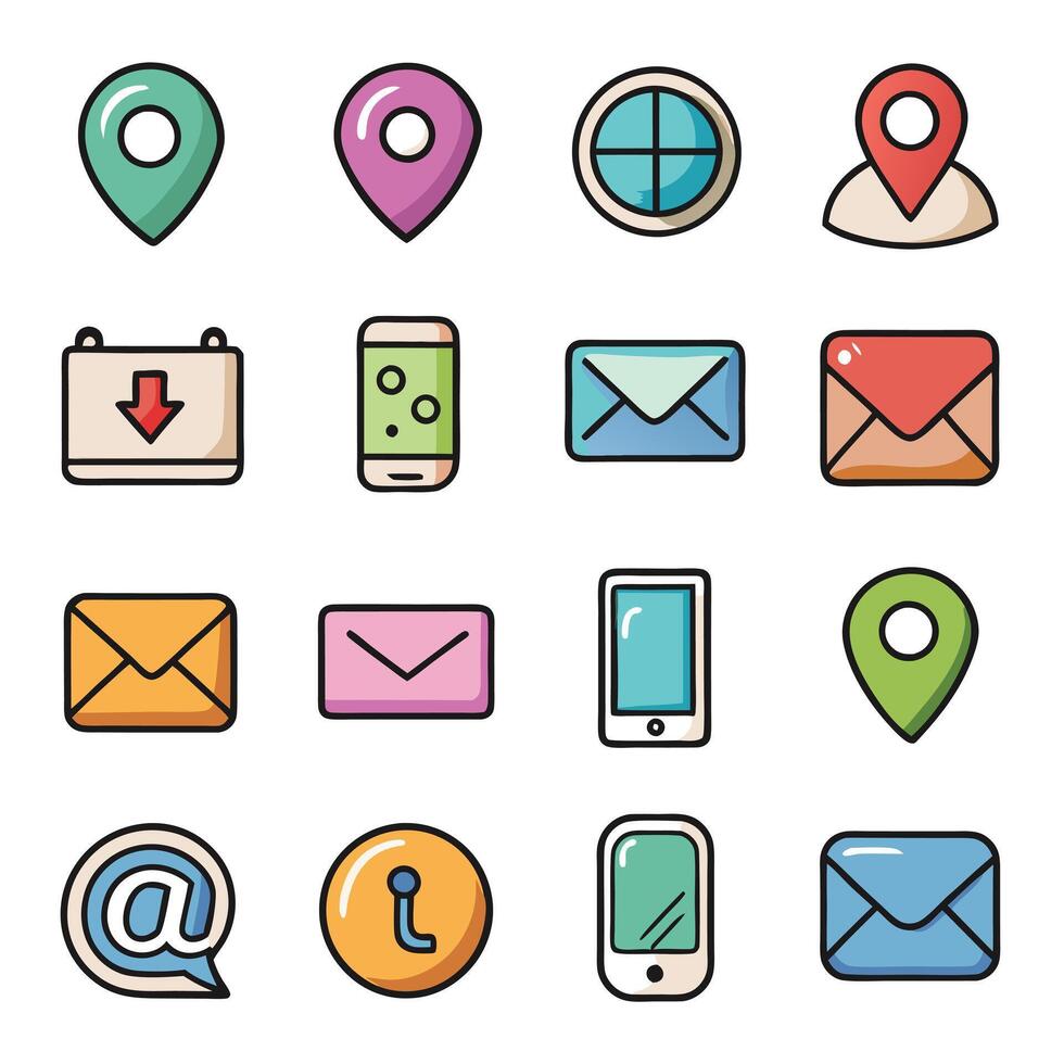 Contact Us icon set collection for websites and mobile applications vector