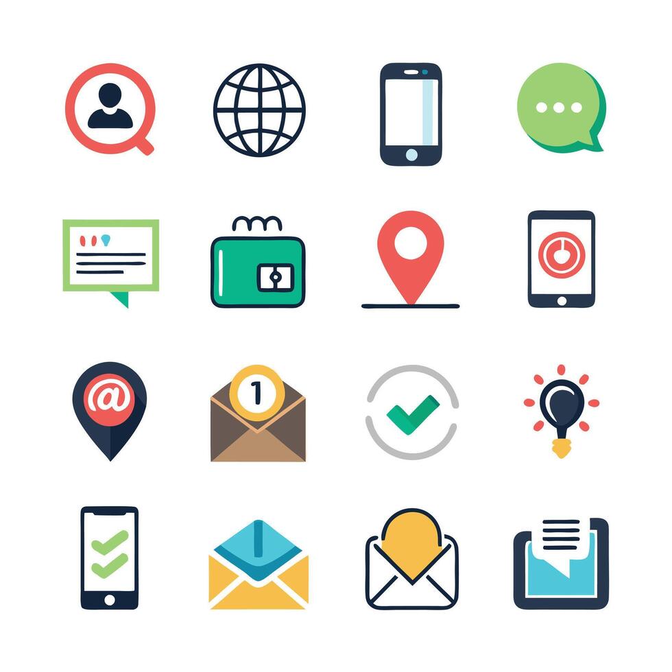 Contact Us icon set collection for websites and mobile applications vector