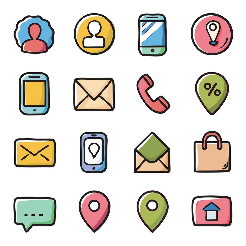 Contact Us icon set collection for websites and mobile applications vector