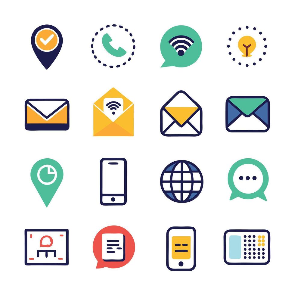 Contact Us icon set collection for websites and mobile applications vector