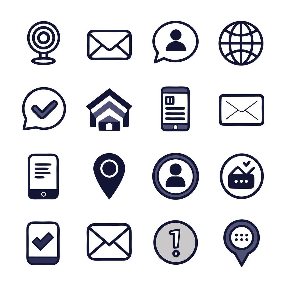 Contact Us icon set collection for websites and mobile applications vector